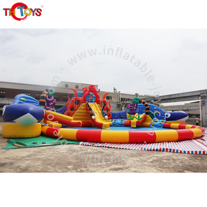 Parco Divertimenti Gonfiabile a Tema Oceano, Funcity con Scivolo a Forma di Balena e Delfino, <span class=keywords><strong>Piscina</strong></span> da 15m di Diametro Ideale per la Stagione Estiva - Product Image 4