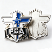Badge en métal émaillé personnalisé FCA, plaqué argent, double face, épinglette de foi, cadeau de collection