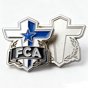 Pin de Metal Esmaltado Personalizado FCA, Chapado en Plata, Doble Cara, Diseño de Cruz, Regalo Coleccionable - Product Image 6