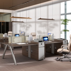 Escritorio de Oficina Modular Moderno y Duradero, Muebles de Estación de Trabajo para Personal, Conjunto de Cubículos, Mesa con Separador, Silla, Archivadores, Madera Maciza - Product Image 1