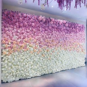 Panneau de fond mural 3D enroulable de 2,4 m x 2,4 m avec grandes roses roses artificielles en soie pour la décoration d'événements et de mariages - Product Image 3