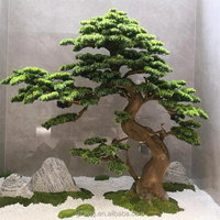 Pierre de jardin sculptée en pin artificiel hautement réaliste, Bonsaï de pin pour décoration intérieure et extérieure, Plante artificielle