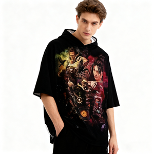 เสื้อฮู้ดแขนสั้นฮิปฮอปเสื้อยืดพิมพ์ลายแขนสั้นโลโก้ที่กำหนดเอง - Product Image 1