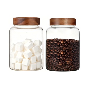 Wide Mouth Large Capacity <b>Kitchen</b> <b>Storage</b> Borosilicate Glass Spice <b>Storage</b> Container <b>Jar</b> with Thread Wooden Lid <b>for</b> Food <b>Storage</b> - Product Image 3