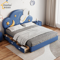 Modernes Kinder-Lederbett mit Sternenhimmel-Design, Neues Schlafzimmer-Möbelset für Jungen, Doppelbett für Kinder