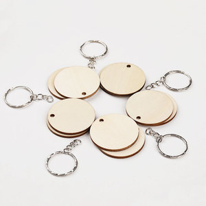 Llaveros de madera, discos redondos, 100 unidades, con anillos de metal para manualidades, decoraciones, etiquetas, adornos, collares para mascotas - Product Image 3