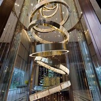 Personnalisé Moderne Hôtel Lobby Villa Escalier Grands Hauts Plafonds Cercle Lumières Led Anneaux Décoratifs De Luxe K9 Lustre En Cristal
