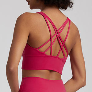 Logo personalizzato Fitness & Yoga Wear Runnings <span class=keywords><strong>donna</strong></span> Gym <span class=keywords><strong>top</strong></span> Cross Back allenamento sport reggiseno morbido tessuto all'ingrosso abbigliamento sportivo - Product Image 3