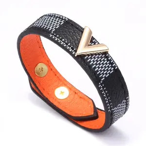 Hot Sale Popular V-shaped Bracelets Hot Sale in Foreign Trade Leather Bracelets Striped Bracelets Gifts