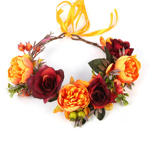 Accessoires de cheveux de mariage tendance, couronne de fleurs bohème en tissu floral, bandeau pour femmes, filles, dames, <span class=keywords><strong>mariée</strong></span> - Product Image 4