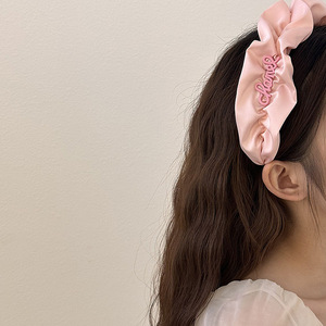 <strong>Hot</strong> Sales Summer Pleated Letter <strong>Headband</strong> Fashion Cute Women <strong>Pink</strong> Wide Edge <strong>Headband</strong> Popular Solid Color Hair Hoop Accessories - Product Image 6