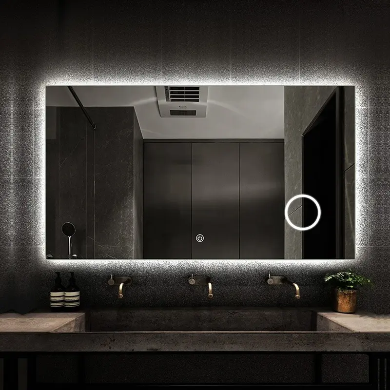 Hotel Vanity Wall Frameless Backlit Mirror with LED Light Bathroom