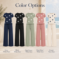 Pantalon large Star – Top 10 des produits les plus vendus – Meilleures ventes 2026 – Tenues pour femmes en gros – Ensemble deux pièces en coton respirant avec ceinture