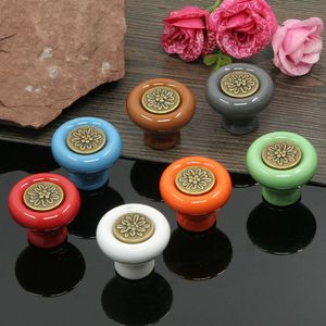 컬러풀 세라믹 손잡이 원형 문 캐비닛 서랍 손잡이 도자기 가구 - Product Image 1