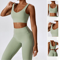 Soutien-gorge de sport pour femme à col en U - Débardeur de yoga à dos en V pour le fitness et les activités sportives