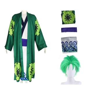 Toute la série Anime Roronoa Zoro Cosplay Costume uniforme vert manteau ceinture pantalon tête écharpe Roronoa Zoro <span class=keywords><strong>perruque</strong></span> boucles d'oreilles Halloween - Product Image 3