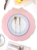 Nouveau design de set de table en tissu de lin brodé de haute qualité avec nœud et sous-plat pour la maison, la cuisine, les mariages et la décoration de fêtes