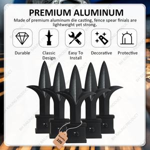 Majestic 3/4 ''Valla de aluminio Lanza Finials Texturizado Negro Europeo Lujo Clásico Villa Driveways Trellis Powder Yard Fences - Product Image 6