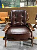 Fauteuil Benjamin Rétro Américain en Bois Massif, Chaise de Cigare, Chaise de Chef, Chaise Longue pour Espace Thé et Loisirs, pour Gîte