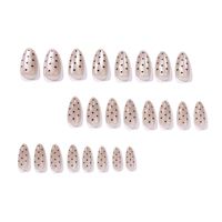 Laisense Art Simple Grey Cat-Eye Short Almond-Shape Black Polka-Dot Wearable ABS Material Press-On Nails Nail Tip