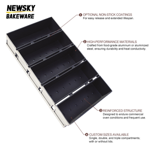 Boîte à <span class=keywords><strong>toast</strong></span> ondulée à 4 fentes en aluminium acier Rectangle pour la cuisson du pain Pullman Moule à pain Moules à pain - Product Image 2