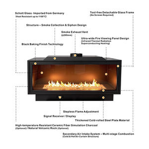 <span class=keywords><strong>Cheminée</strong></span> électrique à flamme unique PANSEE 1016 mm, insert de foyer à gaz, énergie propre, ventilée, avec télécommande, appartement moderne - Product Image 3