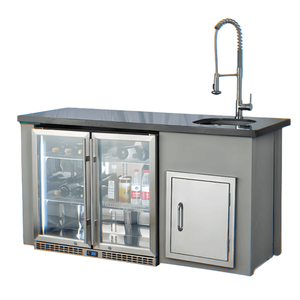 Cuisine extérieure personnalisée en acier inoxydable, armoires de jardin, îlot de barbecue modulaire mobile avec évier, réfrigérateur, grilles à gaz - Product Image 4