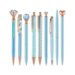 Stylo à bille en métal personnalisé avec perle couronne, gros diamant et cristaux scintillants pour mariage - Product Image 3