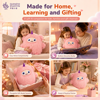 Peluche Monstre Rose Gummy Beast AI avec Corne de Licorne Violette, Fourrure Ultra Longue, 3 Modèles IA, Encyclopédie ChatGPT, Plus de 50 Langues, WiFi