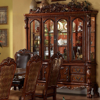 Ensemble Chaises et Table à Manger Antiques Européennes Luxe Classique Meubles de Salle à Manger en Bois Sculpté Complet
