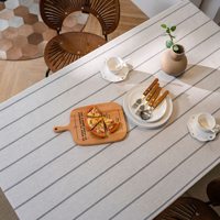 Nappe rectangulaire en coton et lin, style bohème et rustique, en toile de jute teinte en fil noir rayé, vente en gros