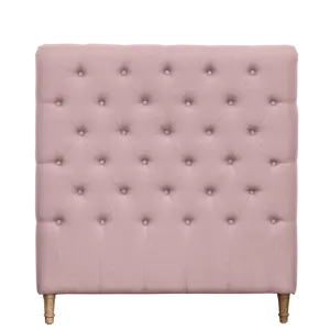 현대 핑크 리넨 벽 패널 터프트 침대 프레임 소녀를위한 나무 합판 실내 장식과 단일 크기 퀸 침실 가구