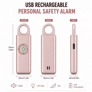 Alarme <span class=keywords><strong>de</strong></span> sécurité personnelle SOS 130 dB, porte-clés rechargeable, alarme <span class=keywords><strong>de</strong></span> <span class=keywords><strong>panique</strong></span> d'urgence avec localisation GPS pour la sécurité des femmes en voyage - Product Image 3