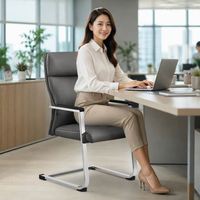 Chaise de bureau à dossier haut, chaise de réunion pour personnel, chaise de direction en cuir PU, chaise de conférence ergonomique