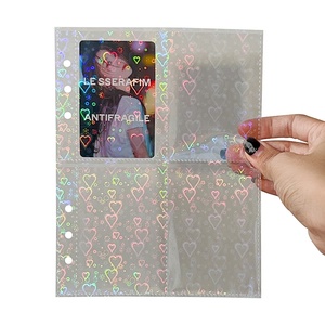 Porte-<span class=keywords><strong>cartes</strong></span> holographique a5 en pp transparent, 6 anneaux, 4 poches, pochette de carte kpop, album photo, collection, pochettes photo, vente en gros - Product Image 2