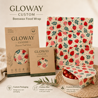 Emballage alimentaire réutilisable en cire d'abeille à motif personnalisé, emballage alimentaire en tissu de coton, emballage écologique pour la cuisine, couverture pour bol, fruits, sandwich