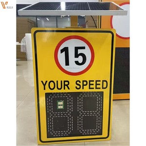 Panneau de signalisation de vitesse à LED, panneau radar de limitation de vitesse alimenté par énergie solaire en aluminium, panneau d'avertissement routier, panneau radar de limitation de vitesse solaire - Product Image 1