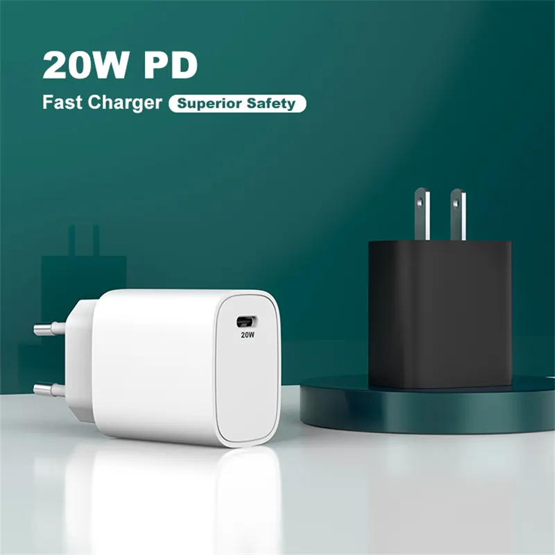 wholesale price type c 20w pd home mobile cell phone chargers with box