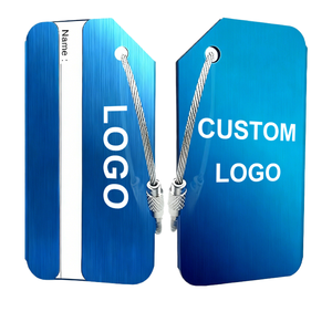 Étiquettes de bagages promotionnelles en métal, logo <span class=keywords><strong>personnalisé</strong></span>, impression laser, étiquettes de voyage en aluminium pour <span class=keywords><strong>avion</strong></span> avec anneau métallique - Product Image 1