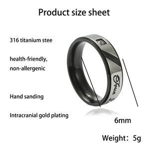 Titanium Steel <b>Couple</b> <b>Rings</b> Round Brilliant Cut Diamond Unisex Everyday Wear Jewelry 23008 - Product Image 3