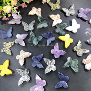 Hỗn hợp <span class=keywords><strong>3D</strong></span> pha lê bướm chữa bệnh tự nhiên đá fluorite bướm khắc cho trang trí nội thất - Product Image 3