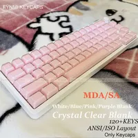 Fynmi Crystal Clear Blank White/Blue/Pink/Purple ANSI/ISO Layout SA/MDA Profile PBT PC Keycaps