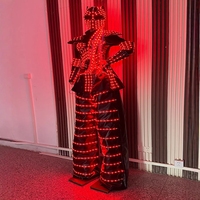 RICHSHINING Costume de danseuse pour femmes, échasses LED, costumes de robot, vêtements néon LED, costume de performance LED avec casque pour spectacle sur scène