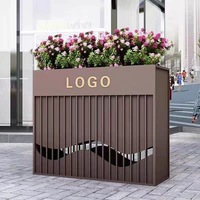 Jardinière en acier au carbone enduit de poudre, anti-rouille, durable, grande jardinière en métal pour l'extérieur, pour l'affichage en vitrine de magasin