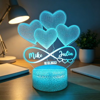 Veilleuse LED à illusion 3D RGB avec contrôle tactile, design de base fissurée, matériau ABS, alimentation USB 5V pour la décoration de la maison
