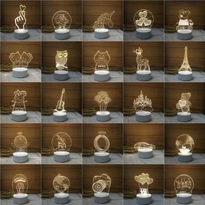 Veilleuse LED Illusion 3D, Alimentée par USB, RVB Contrôlée par Interrupteur, Lumière Chaude Bébé, Cadeau de Noël pour <span class=keywords><strong>Chambre</strong></span> à Coucher, Design DIY - Product Image 4