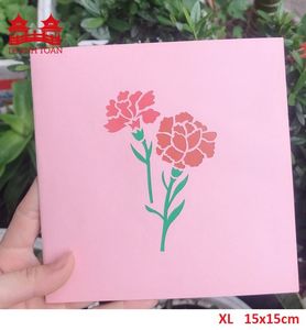 Wholesale 3D <b>Pop</b> <b>Up</b> Greeting <b>Card</b> Big Pink Carnation Flower Basket Handmade <b>Card</b> for <b>Birthday</b> Spring Gift - Product Image 3