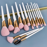 Ensemble professionnel de 16 pinceaux de maquillage à manche en bois, style plat, pour le contour du visage et des joues, le mascara et le crayon à sourcils - SANS LOGO