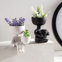 Petits pots à succulentes créatifs en céramique en forme humaine, en porcelaine émaillée pour la décoration de jardin, de bureau et de maison