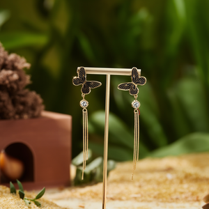 Boucles d'oreilles pendantes tendance, design papillon, plaqué or, acier inoxydable 316L, longues pampilles, bijoux pour femmes - Product Image 3